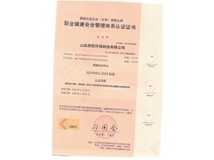 職業(yè)健康安全管理體系認(rèn)證證書(shū)